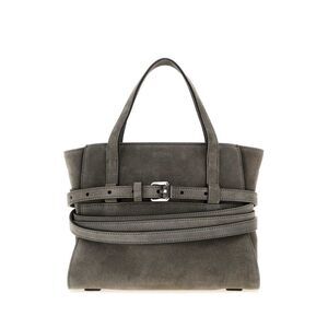 Moschino Women Grey Suede Moschino Tie Me Handbag